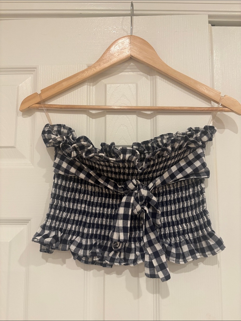 Nasty Gal Sleeveless Gingham Black and White Tube Top